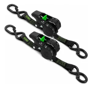 Kit de 2 correas de trinquete automáticas con correas retráctiles, capacidad de 980 kg, longitud de 3,6 m.
